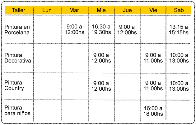 Horarios de cursos y talleres - Aldeas del Sol